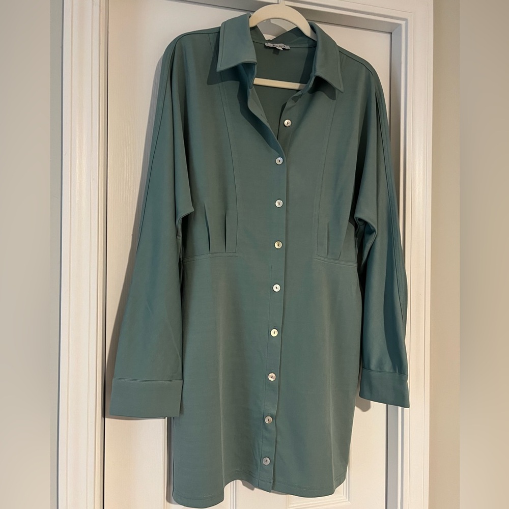 White Birch Sage Long Sleeve Dress